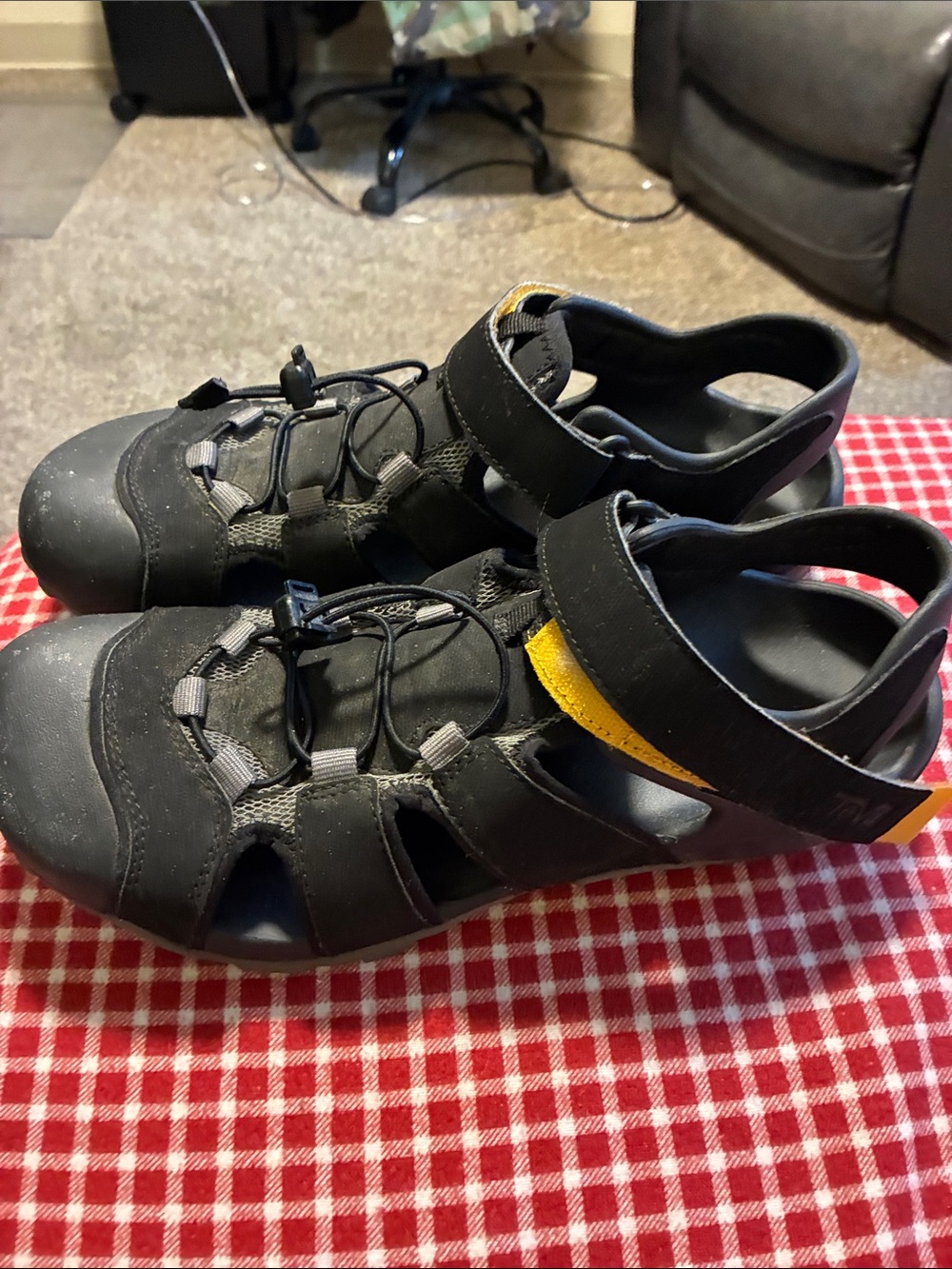 Teva Black and Yellow Kids Outdoor Sandals